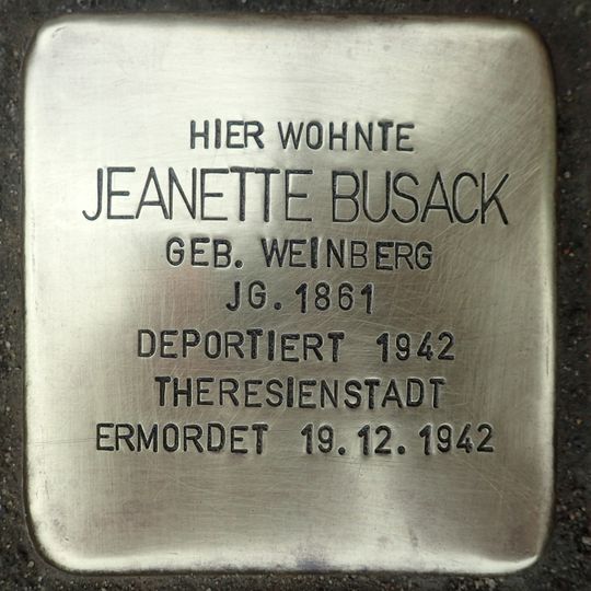 Stolperstein dedicated to Jeanette Busack