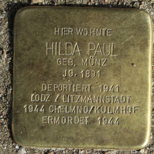 Stolperstein dedicated to Hilda Paul