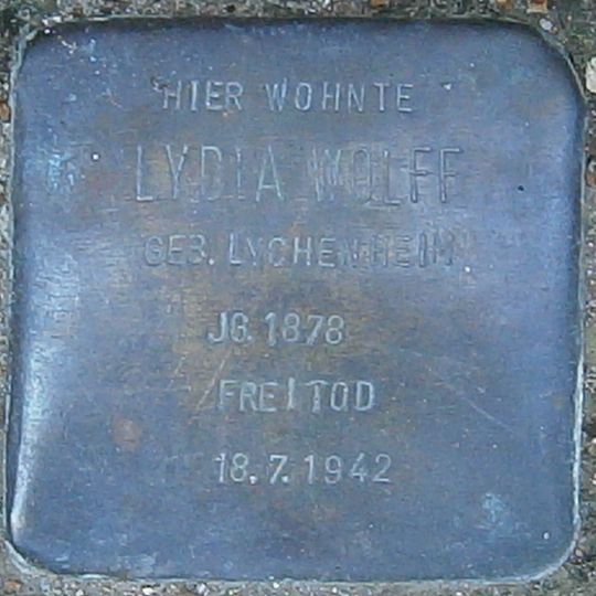 Stolperstein dedicated to Lydia Wolff