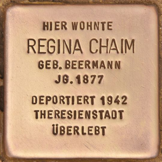 Stolperstein dedicated to Regina Chaim