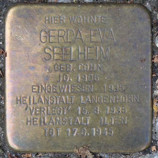 Stolperstein en memoria de Gerda Eva Seelheim