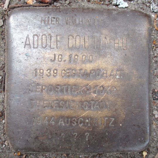 Stolperstein dedicated to Adolf Coutinho
