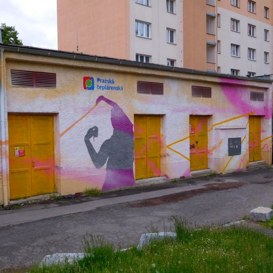 Mural on heat exchanger station in Zvonková street