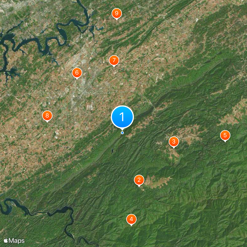 Foothills Parkway Map