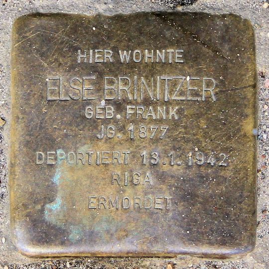 Stolperstein dedicated to Else Brinitzer