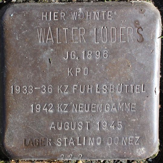 Stolperstein dedicated to Walther Lüders