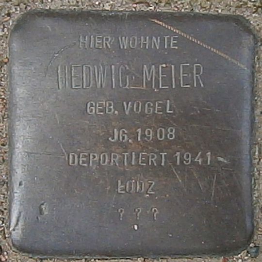 Stolperstein en memoria de Hedwig Meier