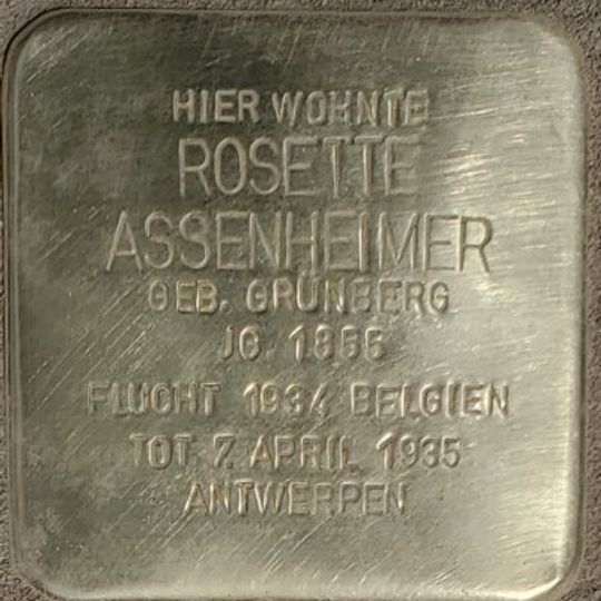 Stolperstein dedicated to Rosette Assenheimer