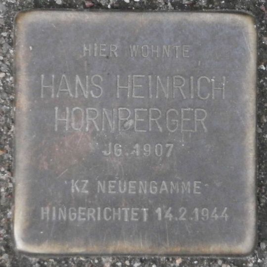 Stolperstein à la mémoire de Hans Heinrich Hornberger