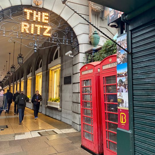 Pair Of K6 Telephone Kiosks Adjacent To Western Corner Of Ritz Hotel