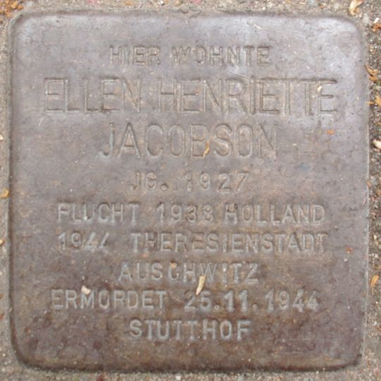 Stolperstein dedicated to Ellen Henriette Jacobson