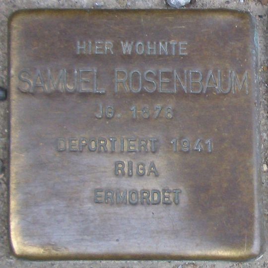 Stolperstein dedicated to Samuel Rosenbaum