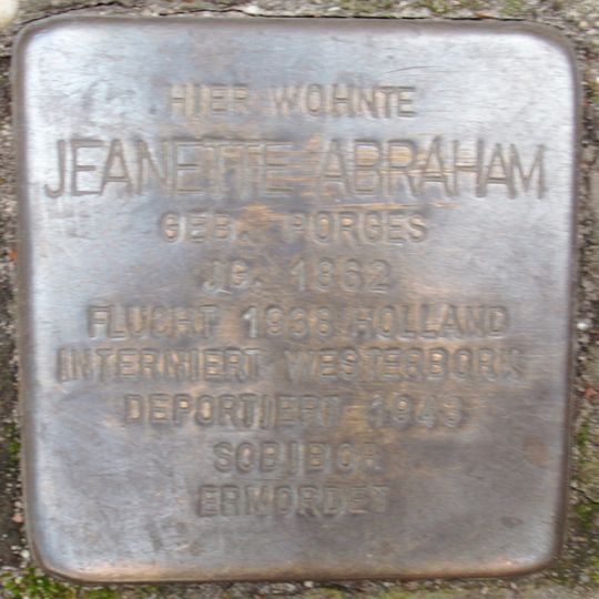 Stolperstein dedicated to Jeanette Abraham