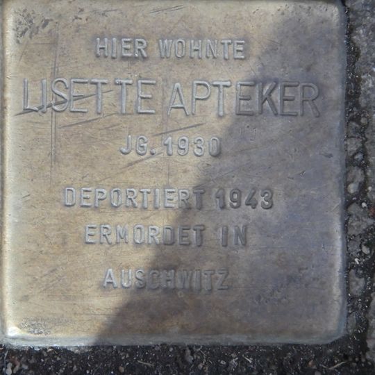Stolperstein en memoria de Lisette Apteker