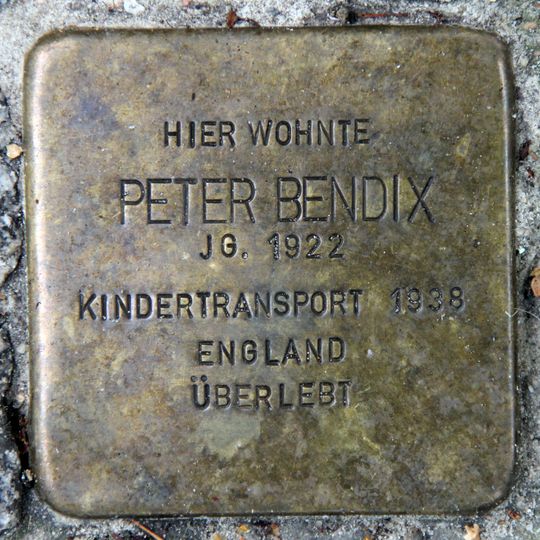 Stolperstein dedicated to Peter Bendix
