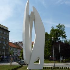 Sculpture of Olbram Zoubek in front of Hotel Continental