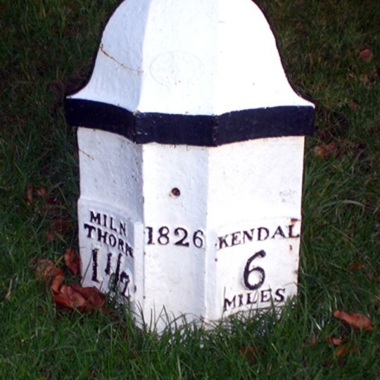 Milepost, Leasgill, by No.2 Milestone Cottage, High rise House