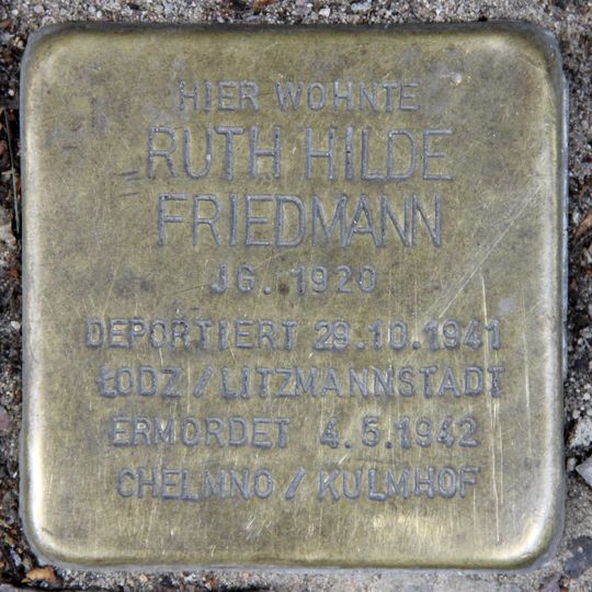 Stolperstein dedicated to Ruth Hilde Friedmann