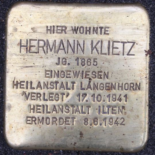 Stolperstein en memoria de Hermann Klietz