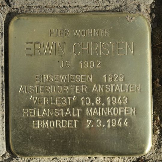 Stolperstein dedicated to Erwin Christen