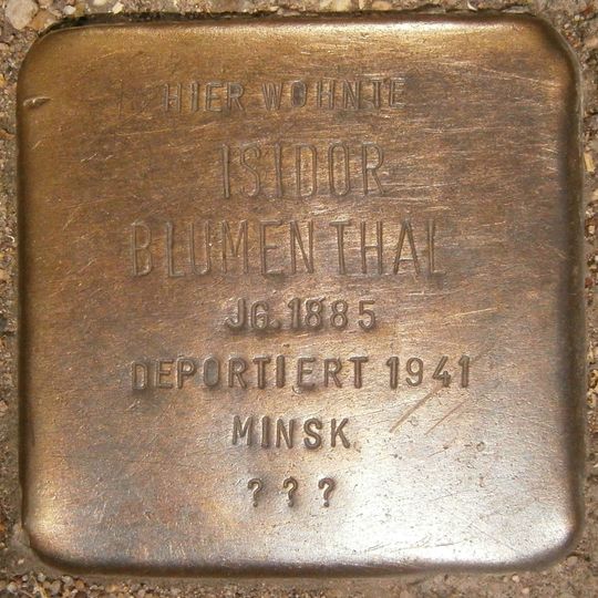 Stolperstein dedicated to Isidor Blumenthal