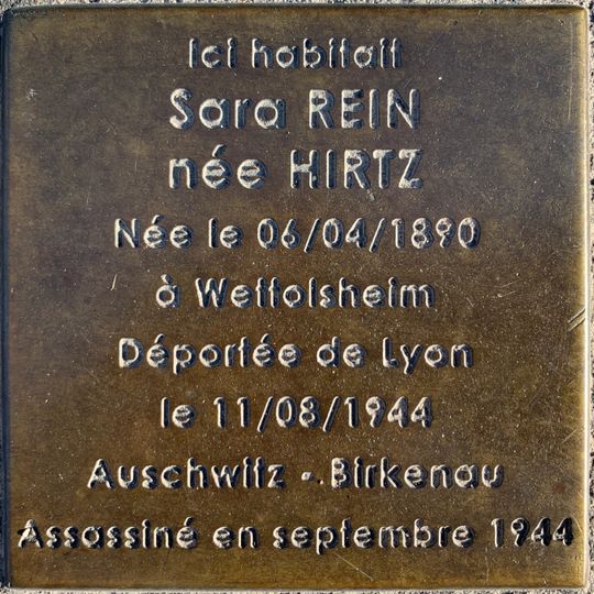 Stoleperstein à la mémoire de Sara Rein