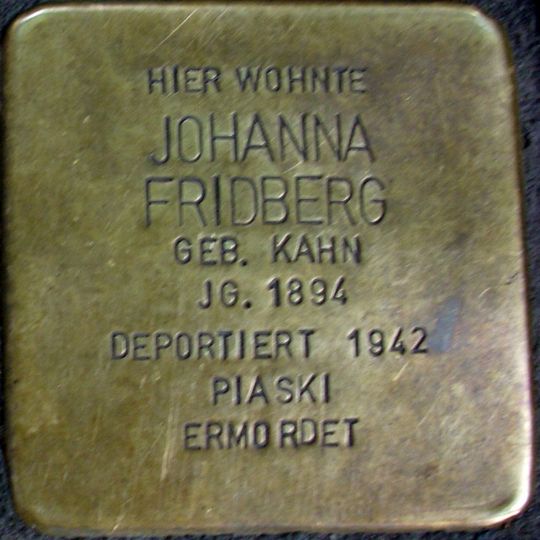 Stolperstein en memoria de Johanna Fridberg