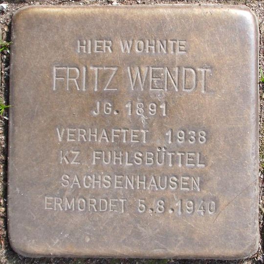 Stolperstein für Fritz Wendt