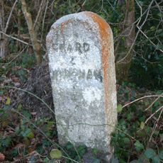 Milestone, Horn Moor, by woods between Forton village and Street Farm