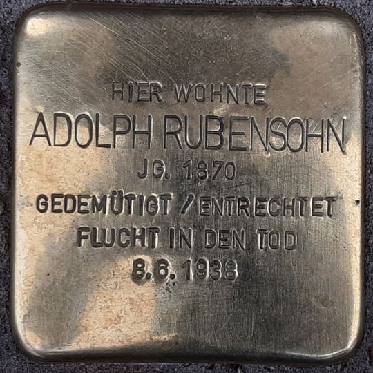 Stolperstein dedicated to Adolph Rubensohn