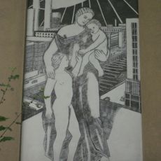 Mutter mit Kindern vor Industrielandschaft