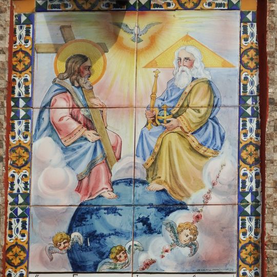 Ceramic panel of the Trinity at Sant Pasqual square