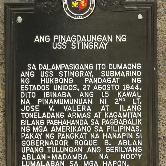 The Landing Site of the USS Stingray historical marker