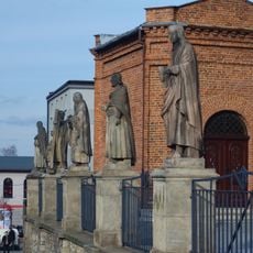 Fence of Basilica in Piekary Śląskie with statues of apostles