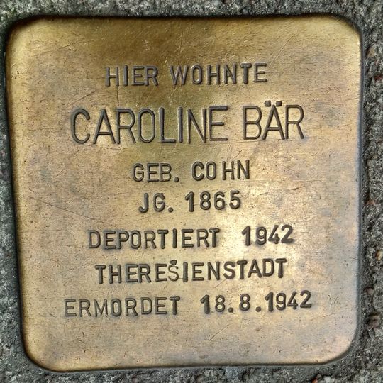 Stolperstein en memoria de Caroline Bär