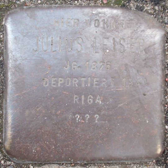Stolperstein dedicated to Julius Leiser