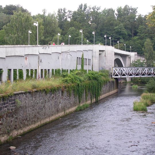 Železniční most přes ústí Teplé v Karlových Varech
