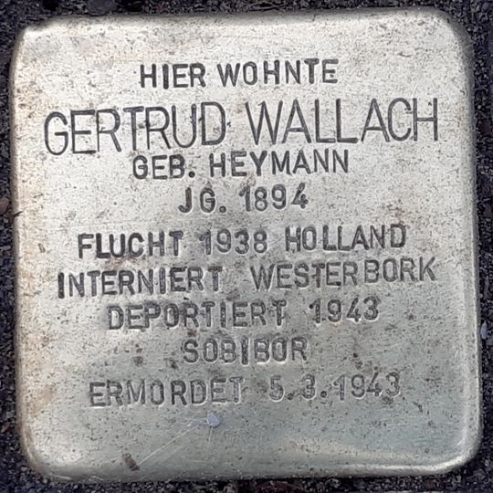 Stolperstein dedicated to Gertrud Wallach