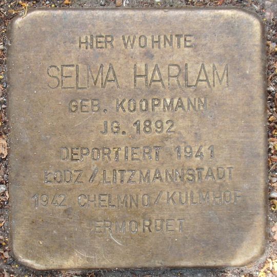 Stolperstein dedicated to Selma Harlam