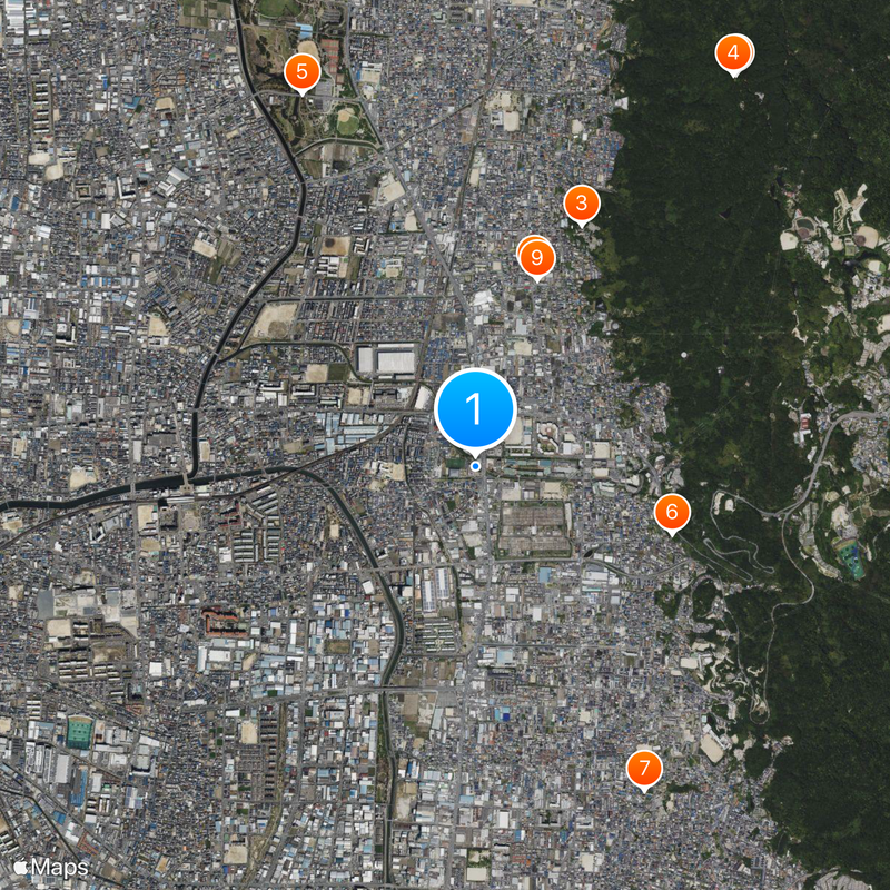 Osaka Tōin Junior and Senior High School Map