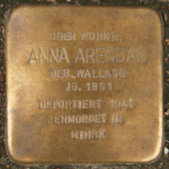 Stolperstein dedicated to Anna Arendar