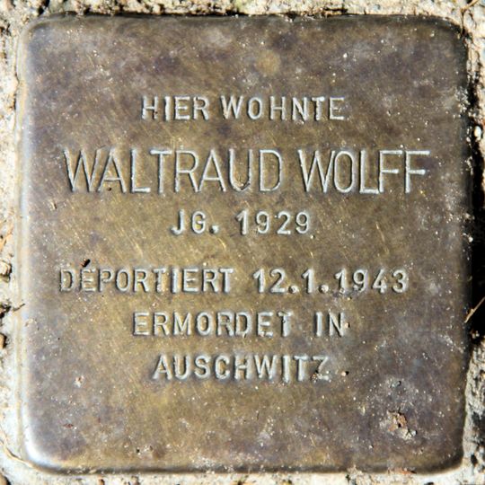 Stolperstein dedicated to Waltraud Wolff