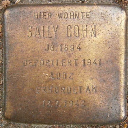 Stolperstein dedicated to Sally Cohn