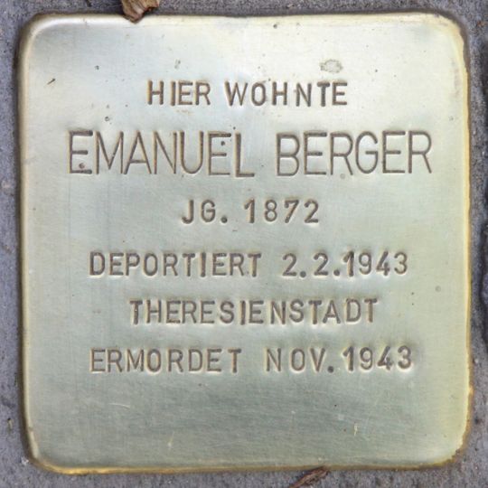 Stolperstein dedicated to Emanuel Berger