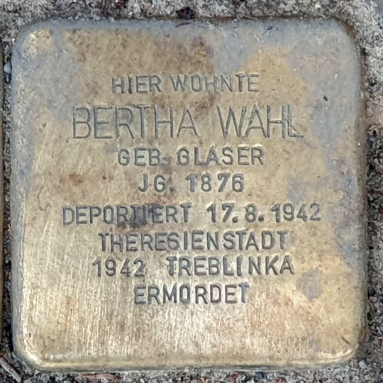 Stolperstein dedicated to Bertha Wahl