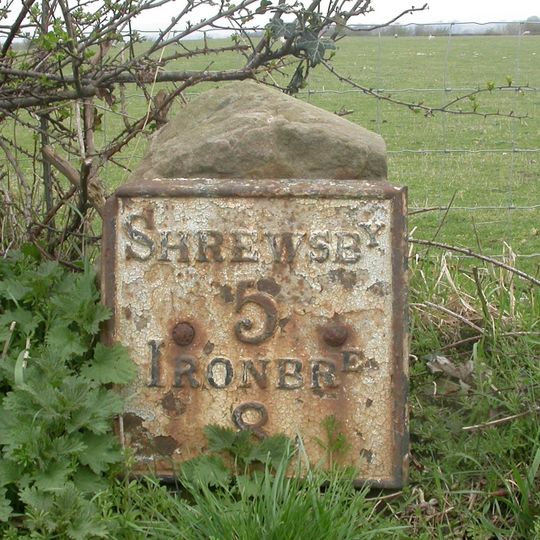 Milestone, 260m NW Wroxeter crossroads