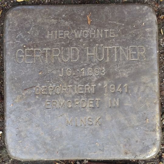 Stolperstein dedicated to Gertrud Hüttner