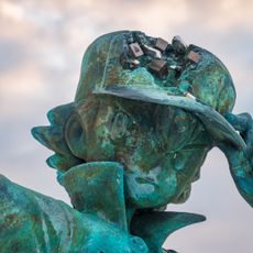 Red and Pikachu statue