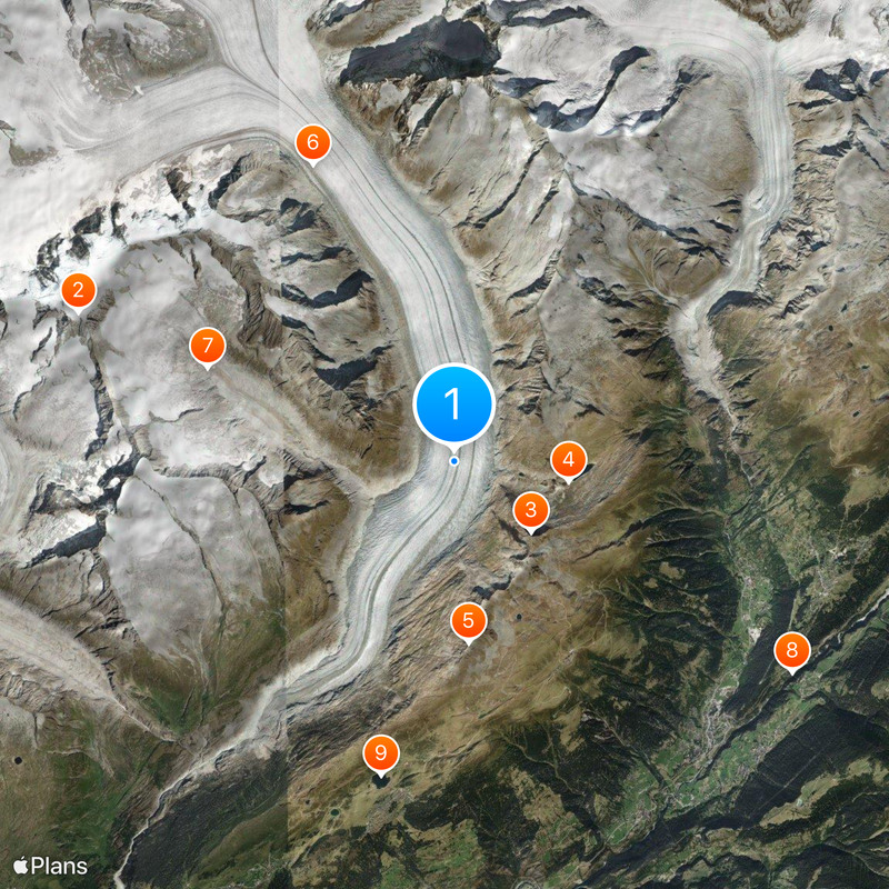 Aletschgletsjer Kaart