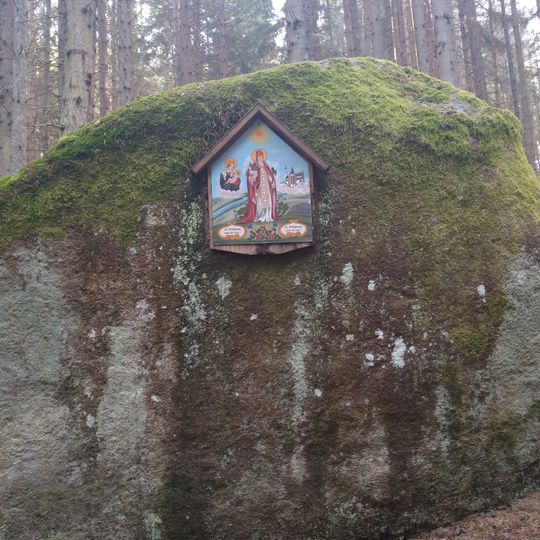 Obrázek svatého Wolfganga u vodopádů na Menší Vltavici